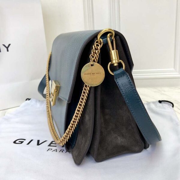 Givenchy Women Small Gv3 Bag in Leather and Suede-Navy - Image 4