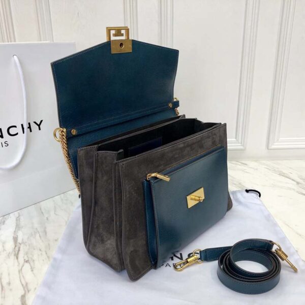 Givenchy Women Small Gv3 Bag in Leather and Suede-Navy - Image 5