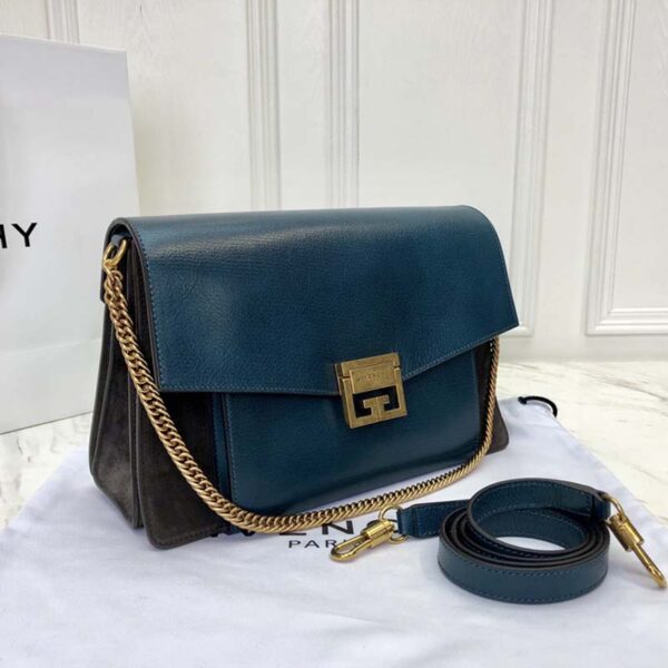 Givenchy Women Small Gv3 Bag in Leather and Suede-Navy - Image 2
