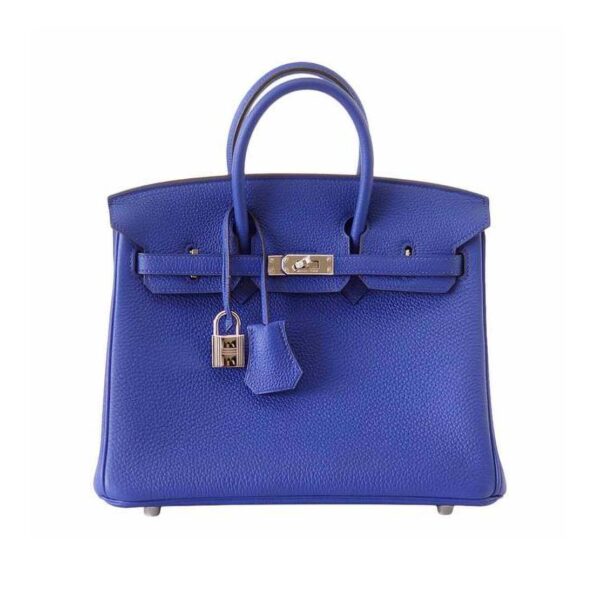 Hermes Birkin 25 Bag in Togo Leather with Gold Hardware-Navy - Image 2