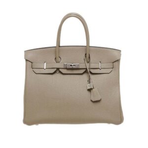 Hermes Birkin 25 Bag in Togo Leather with Gold Hardware-Grey