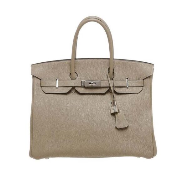 Hermes Birkin 25 Bag in Togo Leather with Gold Hardware-Grey