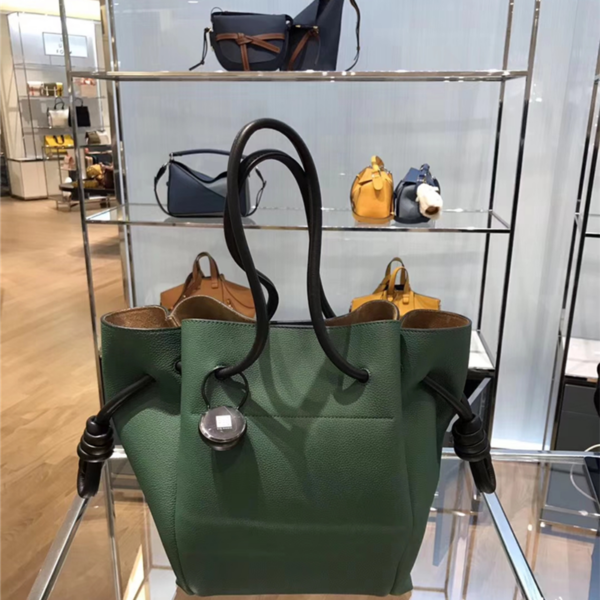 Loewe Women Flamenco Knot Tote Small Bag Forest Green/Black - Image 2