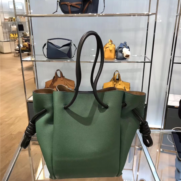Loewe Women Flamenco Knot Tote Small Bag Forest Green/Black - Image 3