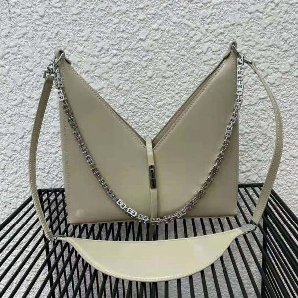 Givenchy Women Small Cut Out Bag in Box Leather with Chain-Beige - Image 2