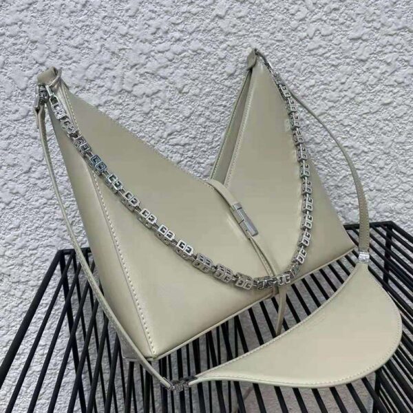 Givenchy Women Small Cut Out Bag in Box Leather with Chain-Beige - Image 3