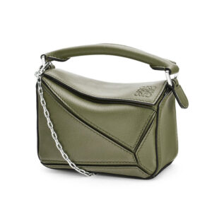 Loewe Women Nano Puzzle Bag in Classic Calfskin-Green