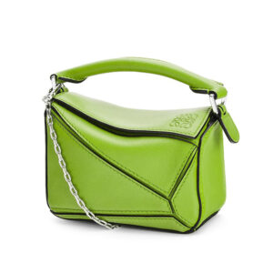 Loewe Women Nano Puzzle Bag in Classic Calfskin-Lime
