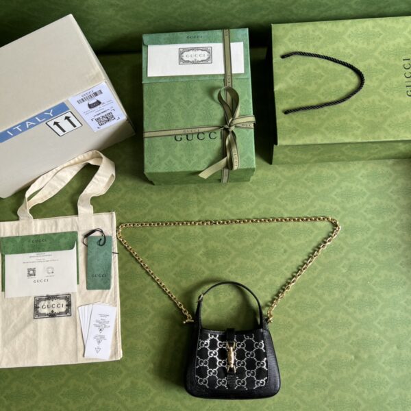 Gucci Jackie 1961 Mini Crystal GG Lizard Bag - Image 7